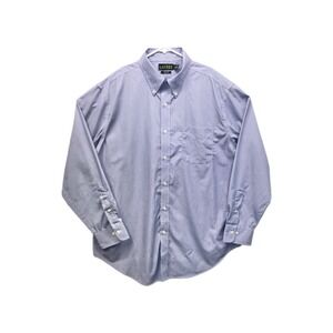 Lauren Ralph Lauren Men 17.5 34/35 Classic Blue Striped Dress Button Up Non Iron